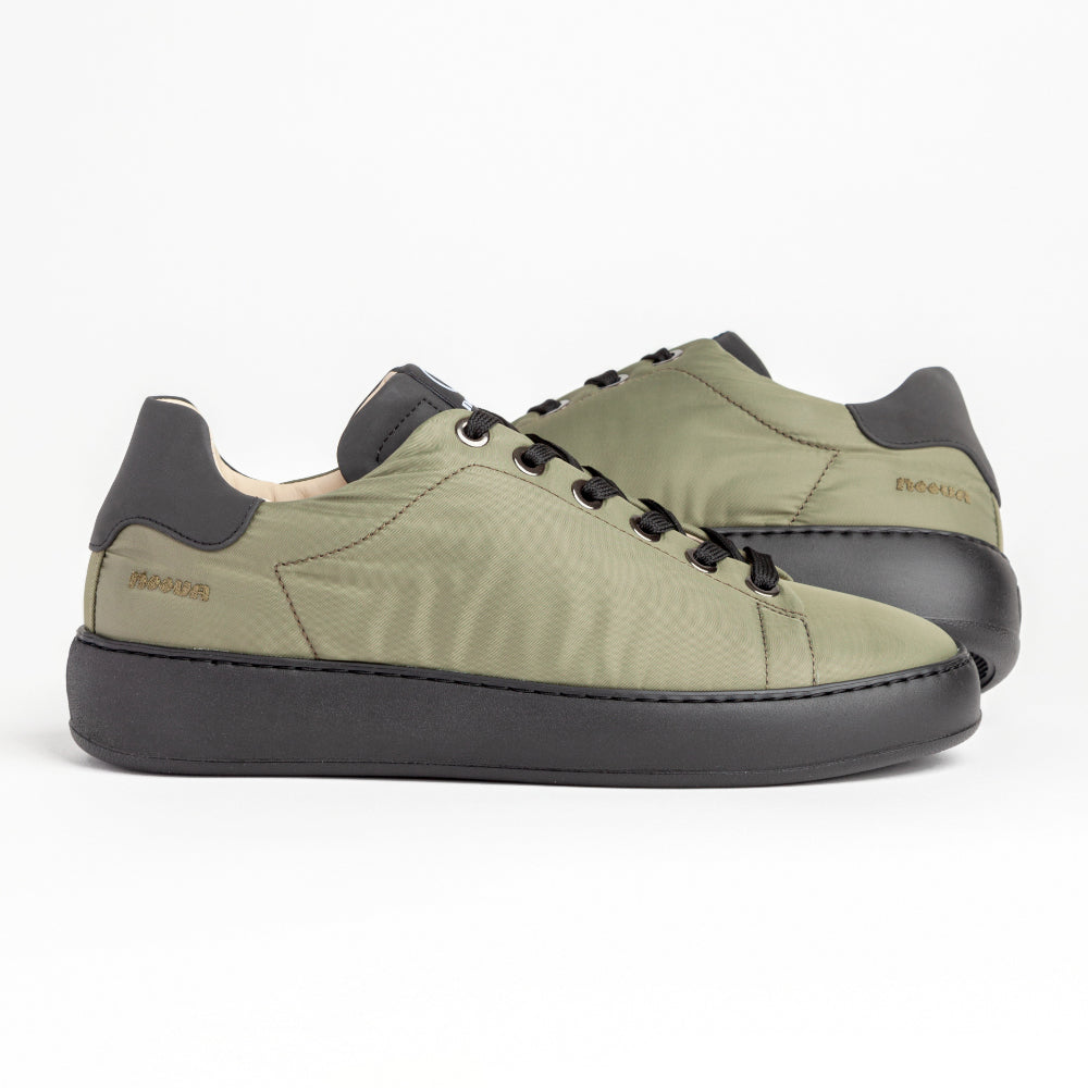 BAST 2610 LOW SNEAKER IN MILITARY GREEN AND BLACK REFLECTIVE NYLON 