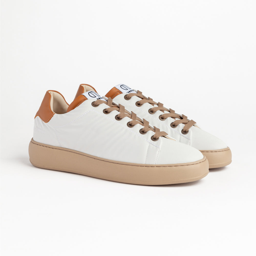 BAST 2638 LOW SNEAKER IN REFLECTIVE NYLON AND BROWN NAPPA