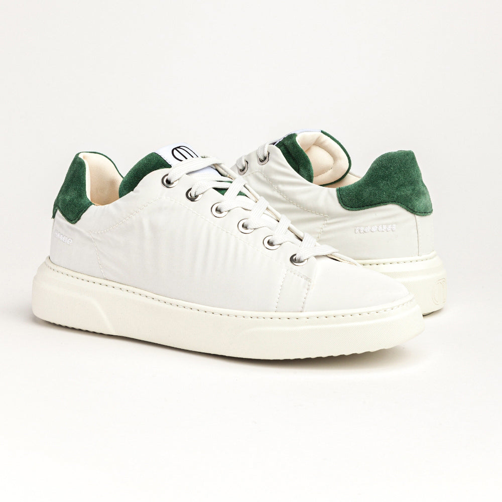 COPSE 41 LOW SNEAKER IN REFLECTIVE NYLON AND GREEN SUEDE