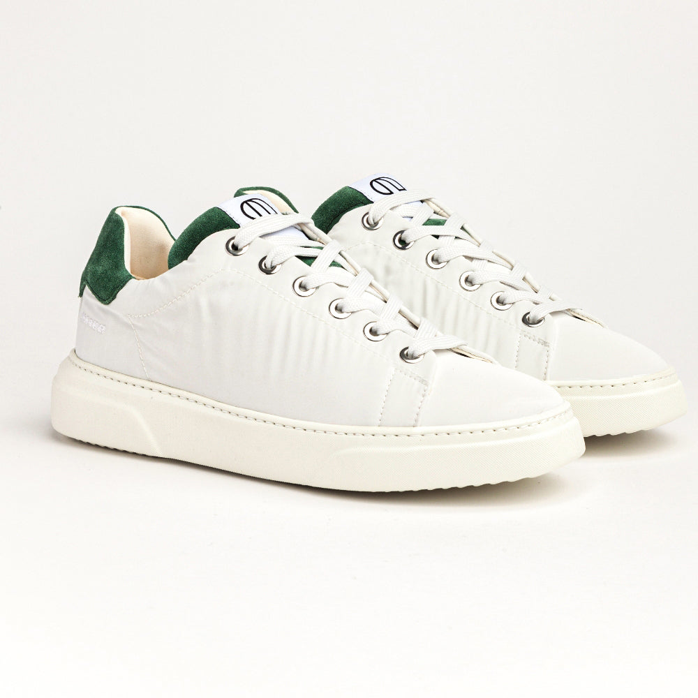 COPSE 41 LOW SNEAKER IN REFLECTIVE NYLON AND GREEN SUEDE