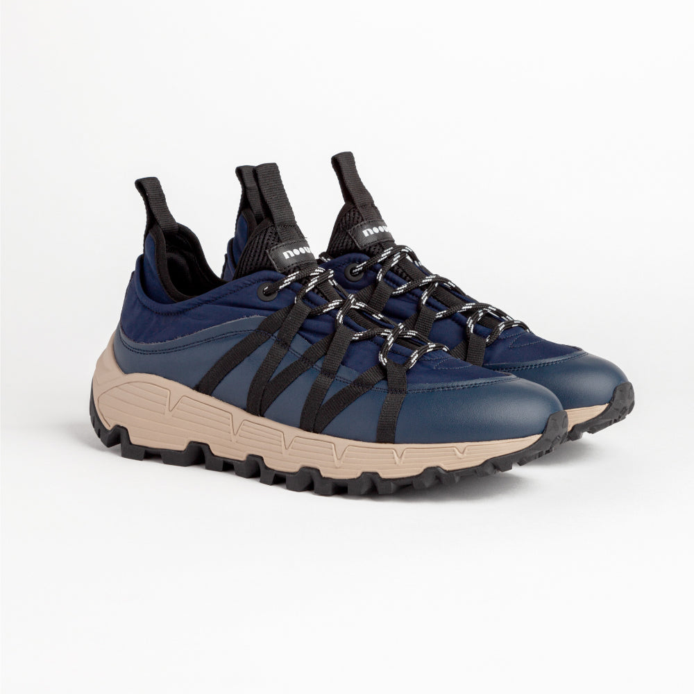 LITH 2641 LOW SNEAKER IN LEATHER AND NAVY REFLECTIVE NYLON