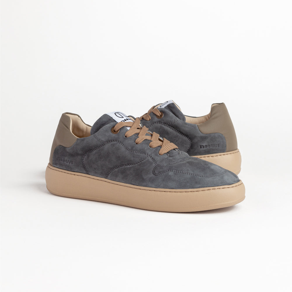 MAGIC 2640 LOW SNEAKER IN BLUE DEERSKIN AND TAUPE REFLECTIVE NYLON  